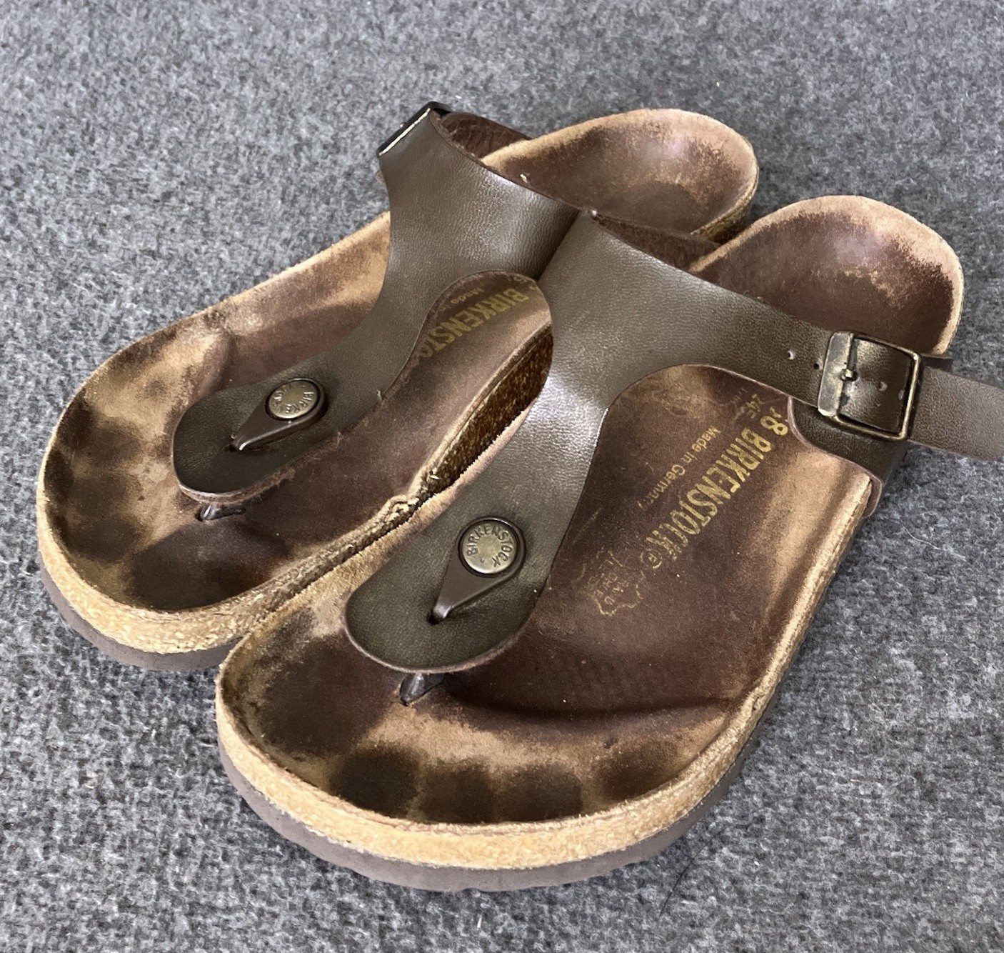 Birkenstock Gizeh Sandals Women 7 – 7.5 EU 38 Golden Brown Birko Flor Flip Flop