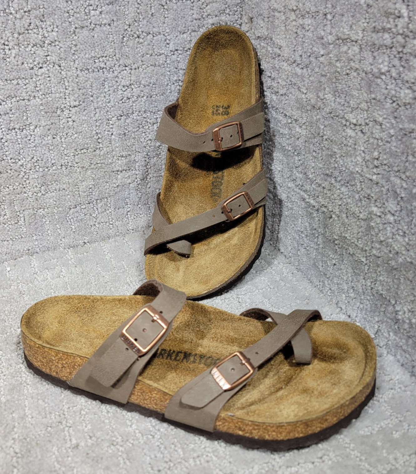 Birkenstock Mayari Unisex Size EU 38 US L7 M5 R Mocha Birko-Flor Slide Sandals.