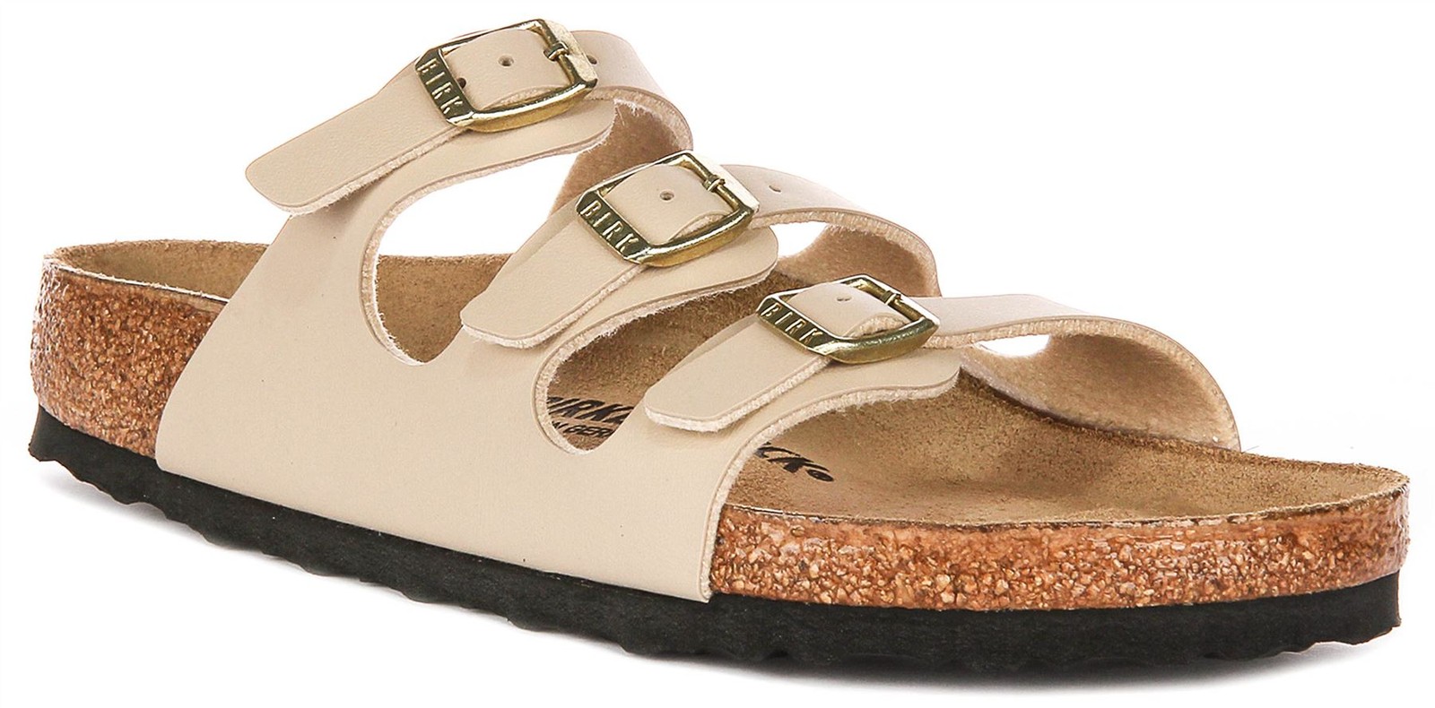 Birkenstock Florida Bs Triple Buckle Leather Womens Sandal In Beige US 6 – 11