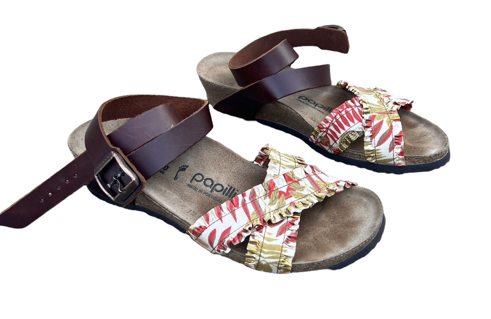 Birkenstock Papillio Lola Flower Frill Brown Ankle Strap Sandals Women’s Size 6