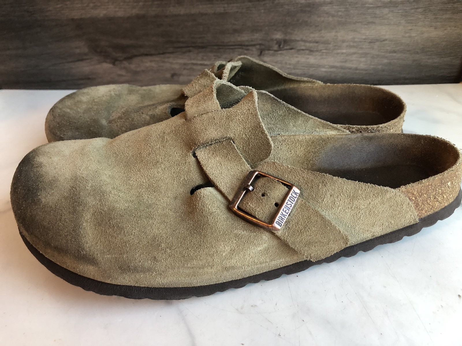 Birkenstock Boston Men’s Suede Clogs Taupe EU 44 Size 11