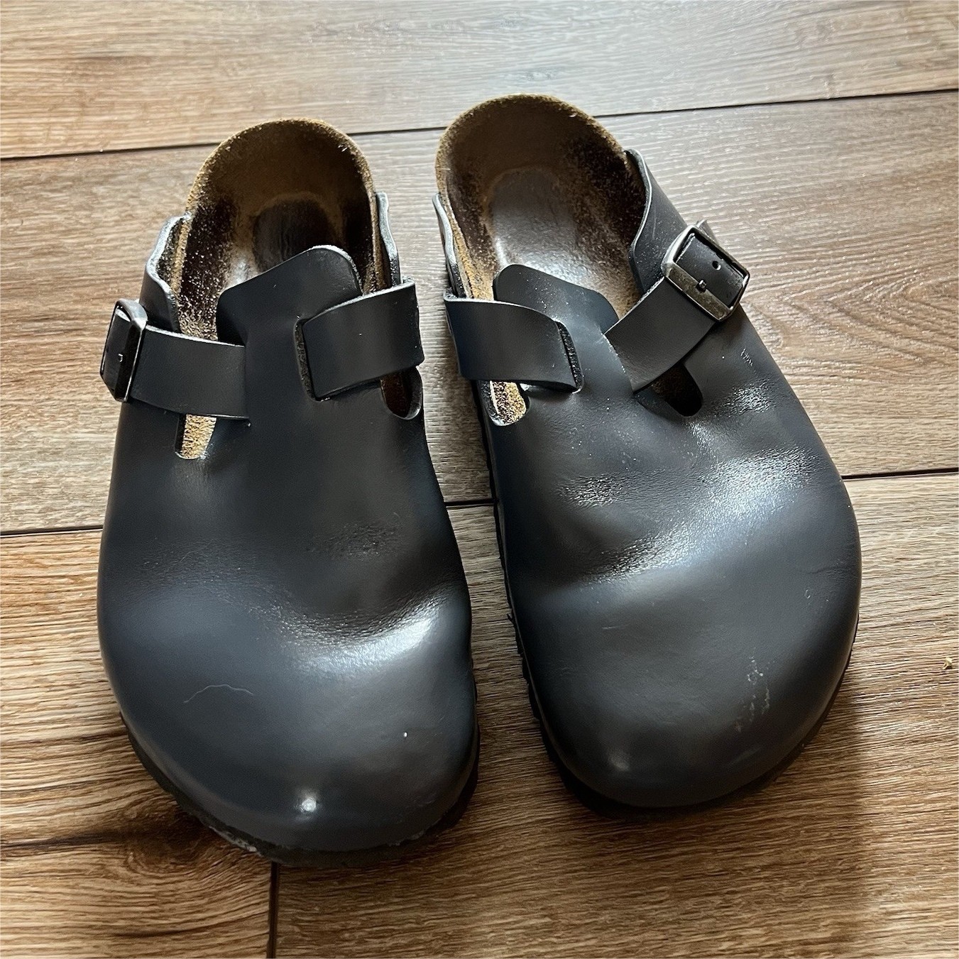 Birkenstock Boston Gray Leather Women’s Clogs Size 39