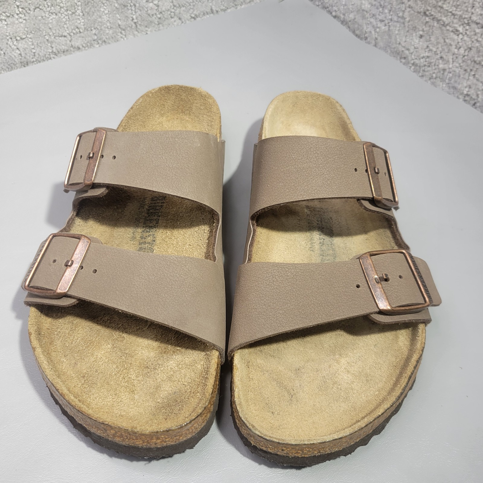 Birkenstock Arizona Unisex Size 40 L9 M7 Regular Brown Birko-Flor Slide Sandals
