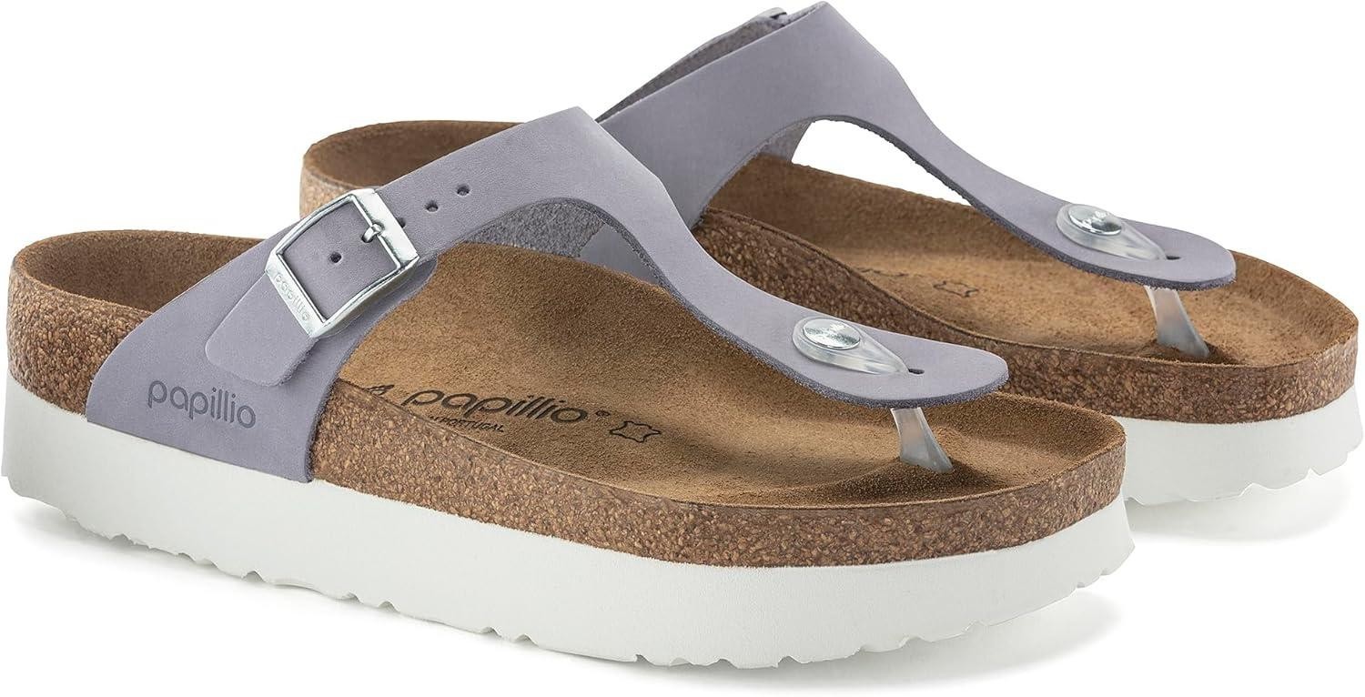 BIRKENSTOCK Gizeh Platform Nubuck Leather Sandals Purple Fog New size 38 Regular