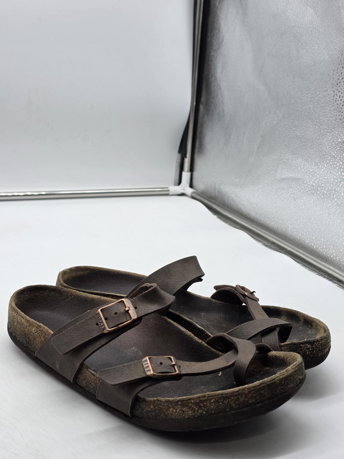 Birkenstock Mayari Sandals Womens Size 36 Brown Leather Toe Loop Shoes Damaged