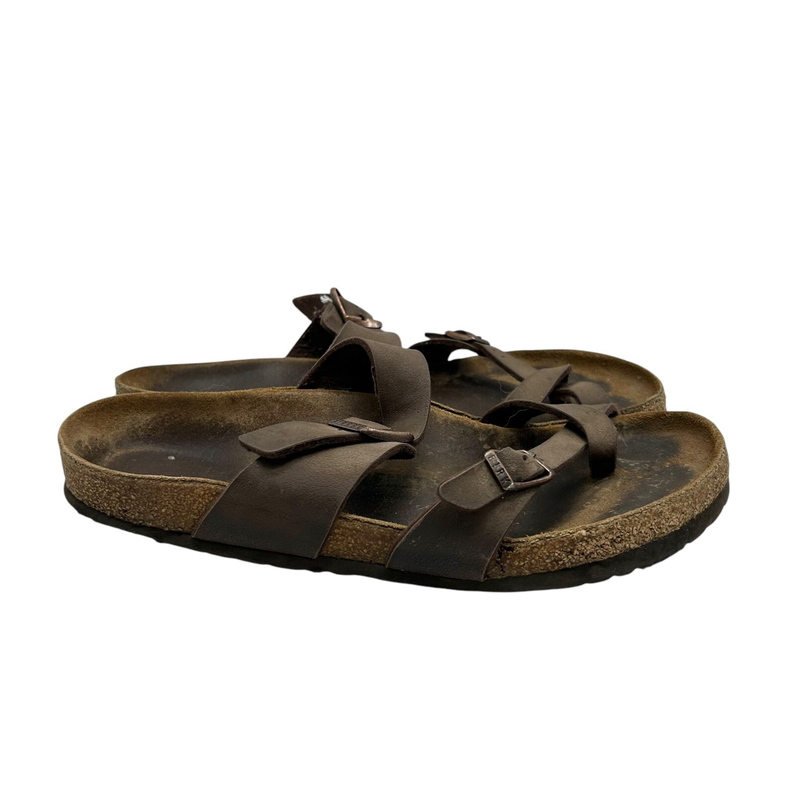 Birkenstock Mayari Birko-Flor Size Women’s 10 Men’s 8 US Brown Leather Sandals