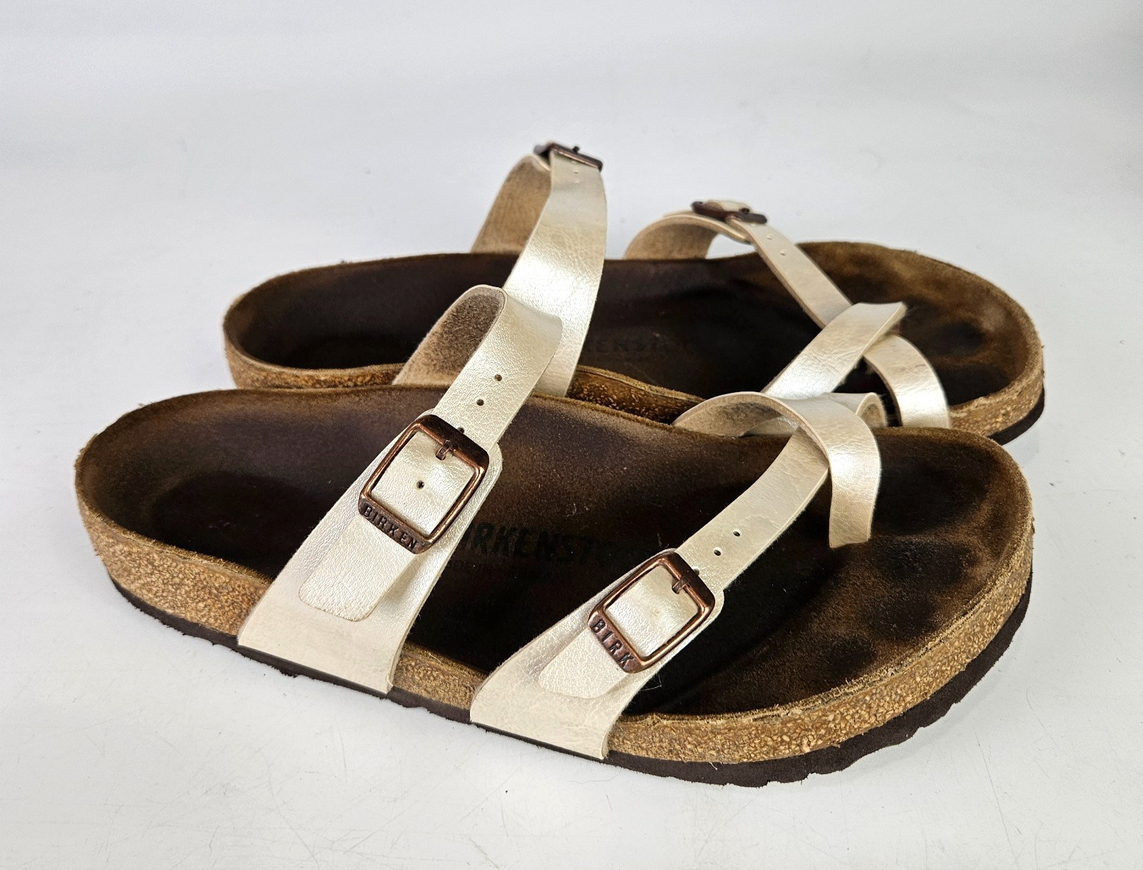 Birkenstock Mayari Slides Sandals Beige Toe Loop Womens Size: 38 / 7