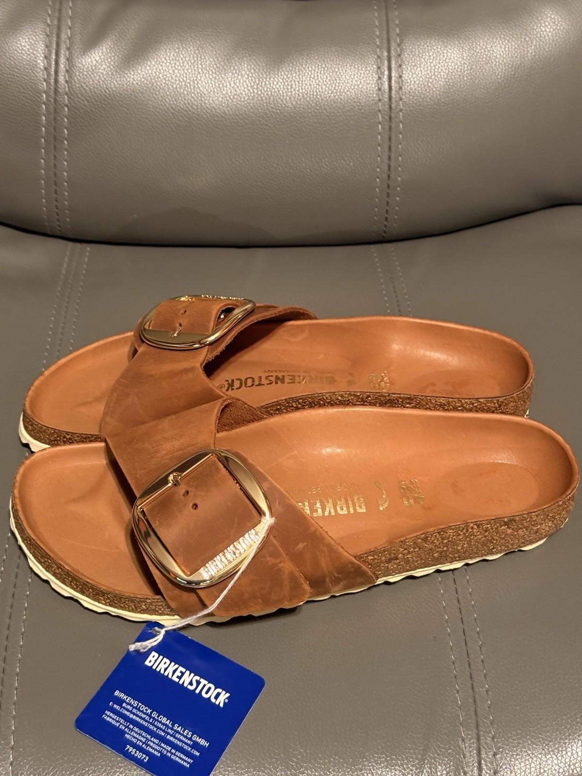 Birkenstock Madrid Big Buckle Cognac Oiled Leather Size 40 Narrow