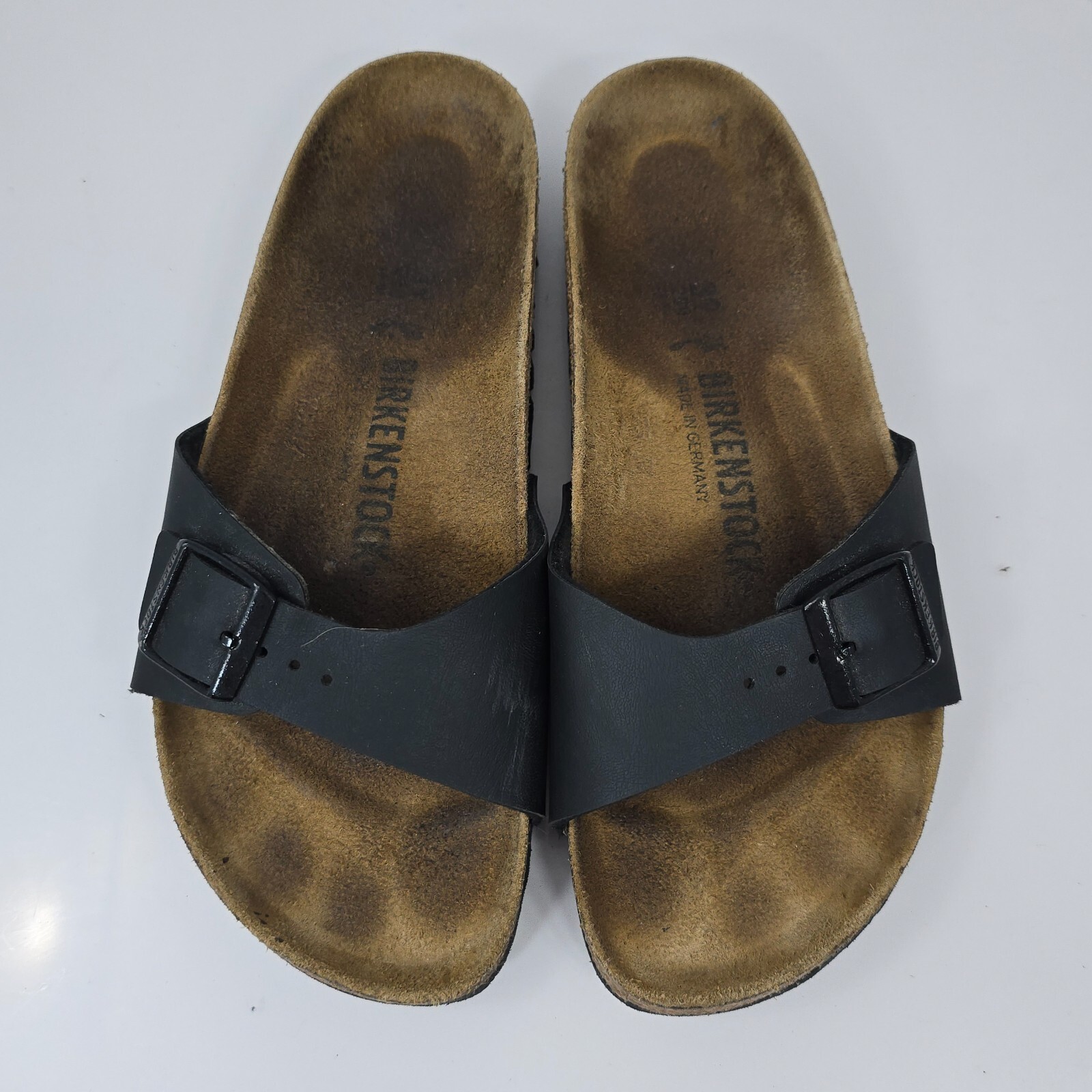Birkenstock Madrid Women 8/39 Narrow  Black Birko-Flor Slides Sandals Flip Flops