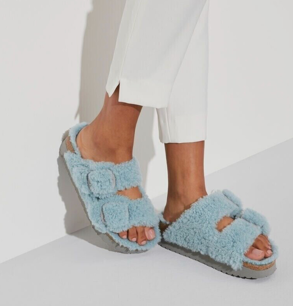 Birkenstock Papillio Arizona Big Buckle Platform Teddy Faded Aqua  39 Sandal