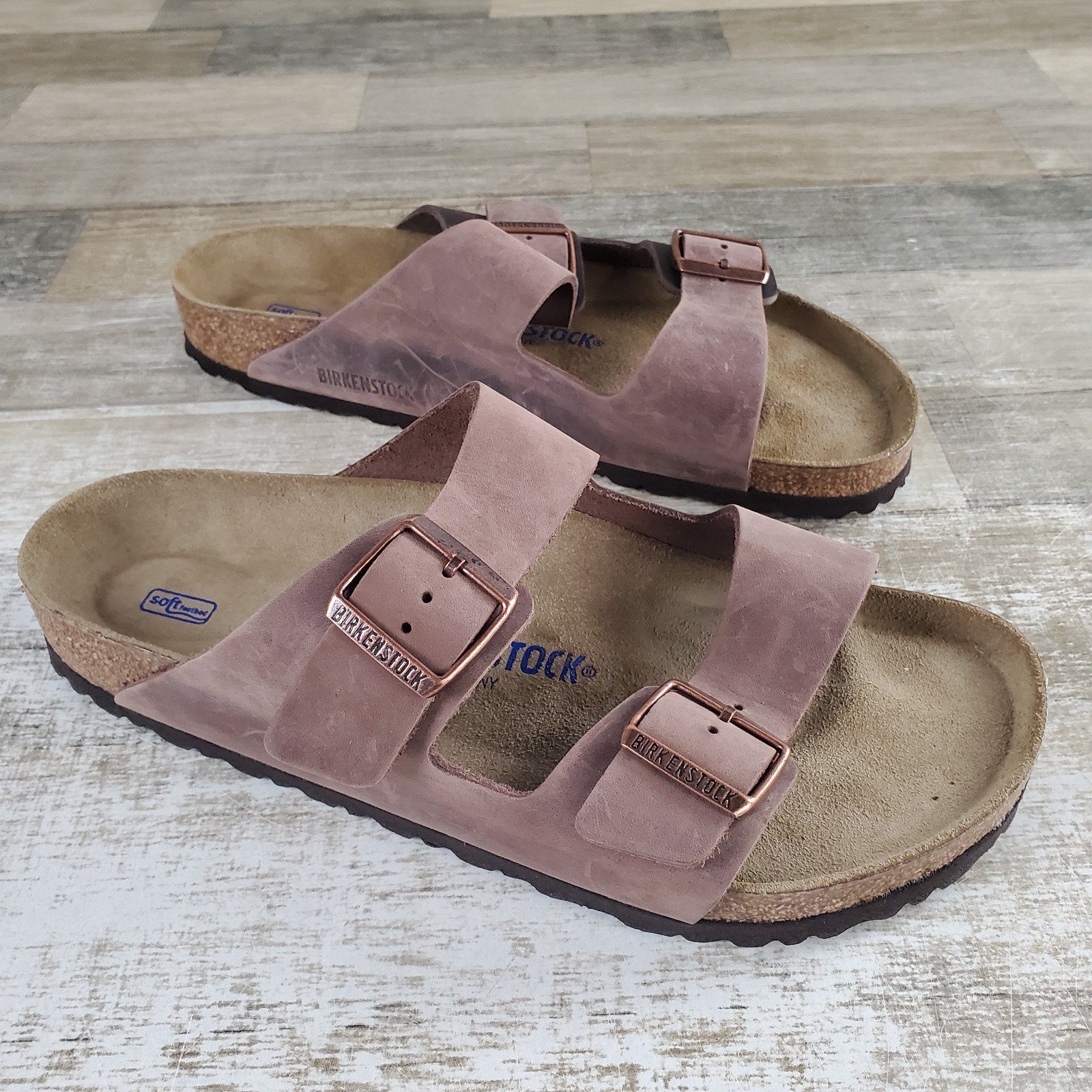 Birkenstock Arizona Mens Sandal Sz 10 Oiled Leather Buckle Open Toe Footbed