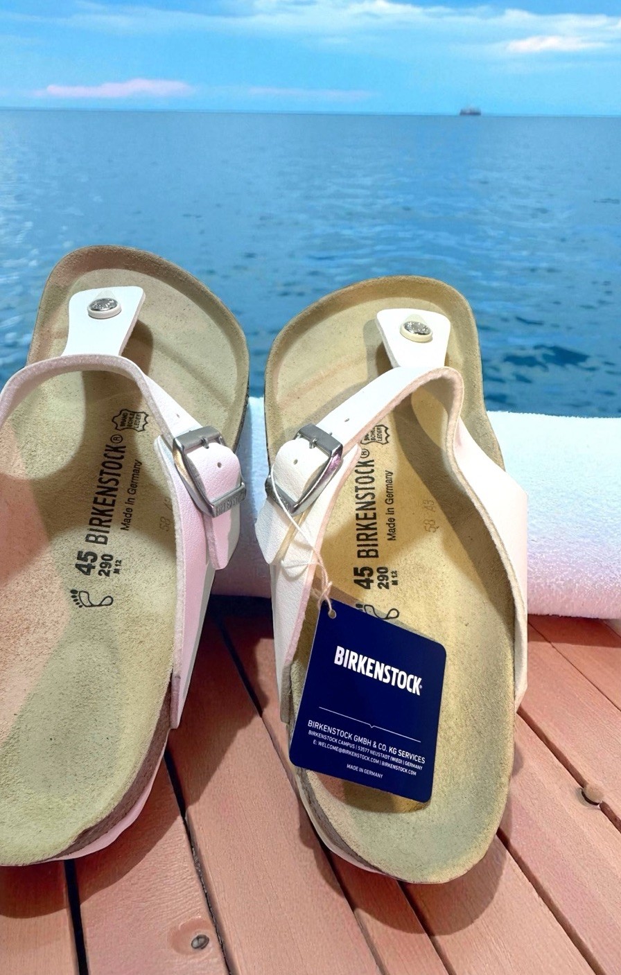 Birkenstock Gizeh Birko Flor White Unisex Sandals Men’s 12 Women’s 14 Beachy New