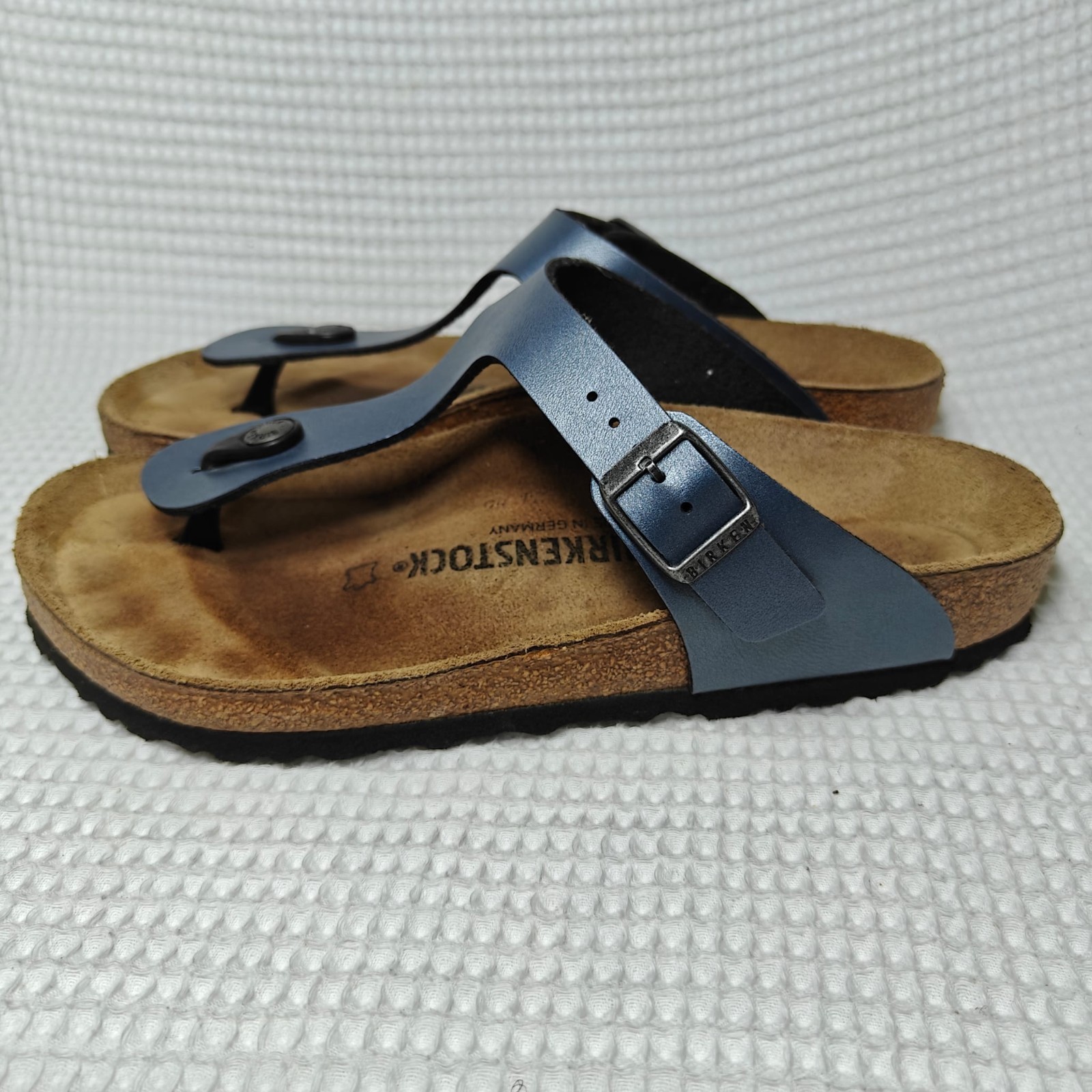 Birkenstock Gizeh Metallic Navy Antique Leather Sandal Unisex Slip On L8 M6