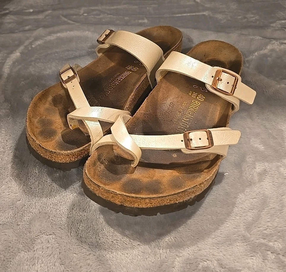 Birkenstock Mayari Birko-Flor Graceful Pearl White Sandals EU 40 US L9 M7 Used