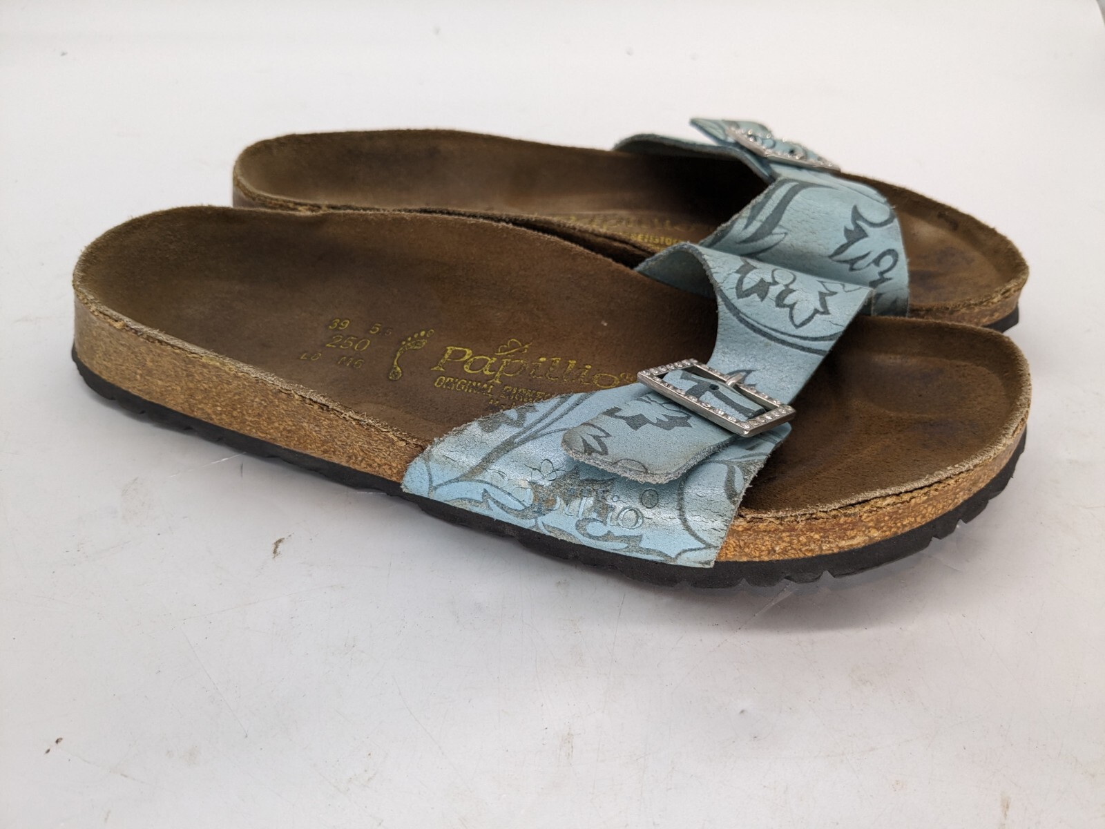 Birkenstock Papillio Madrid Sandals Blue Single Strap Buckle Size 39, 250 L8 s3
