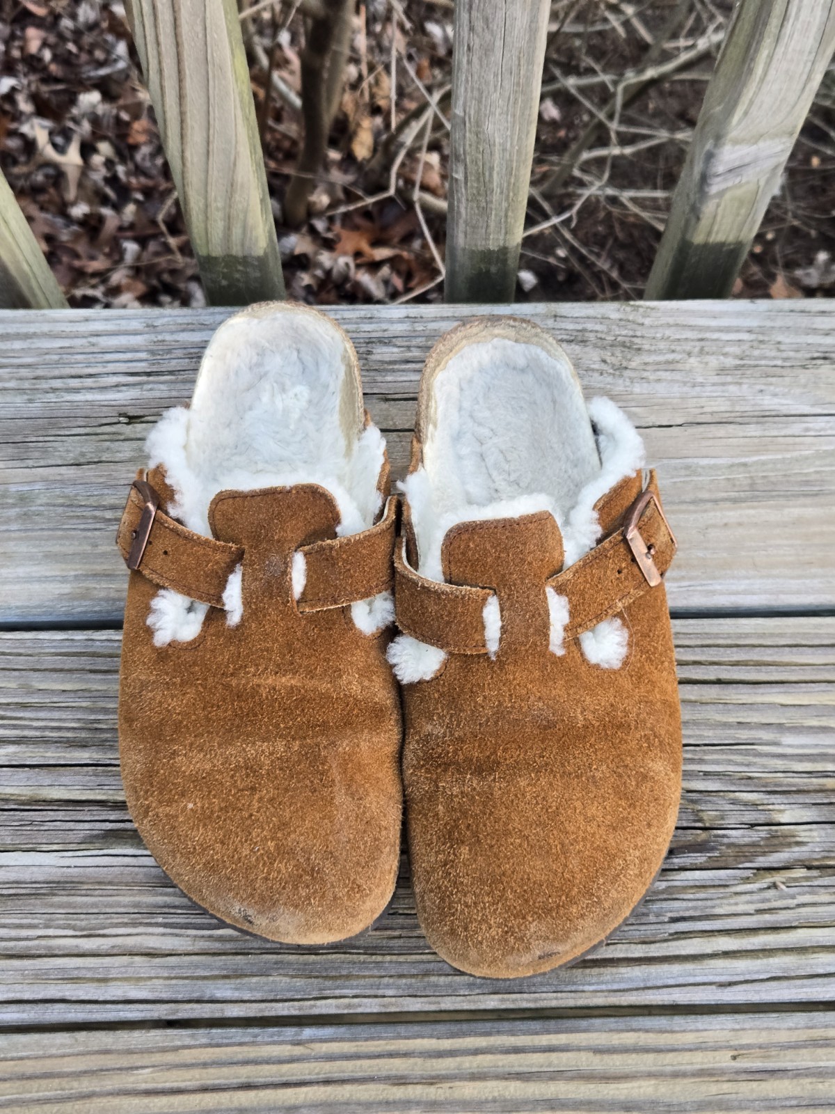 Birkenstock Shearling Boston Suede Leather Clogs Shoes 38 / L7 M5 Mink