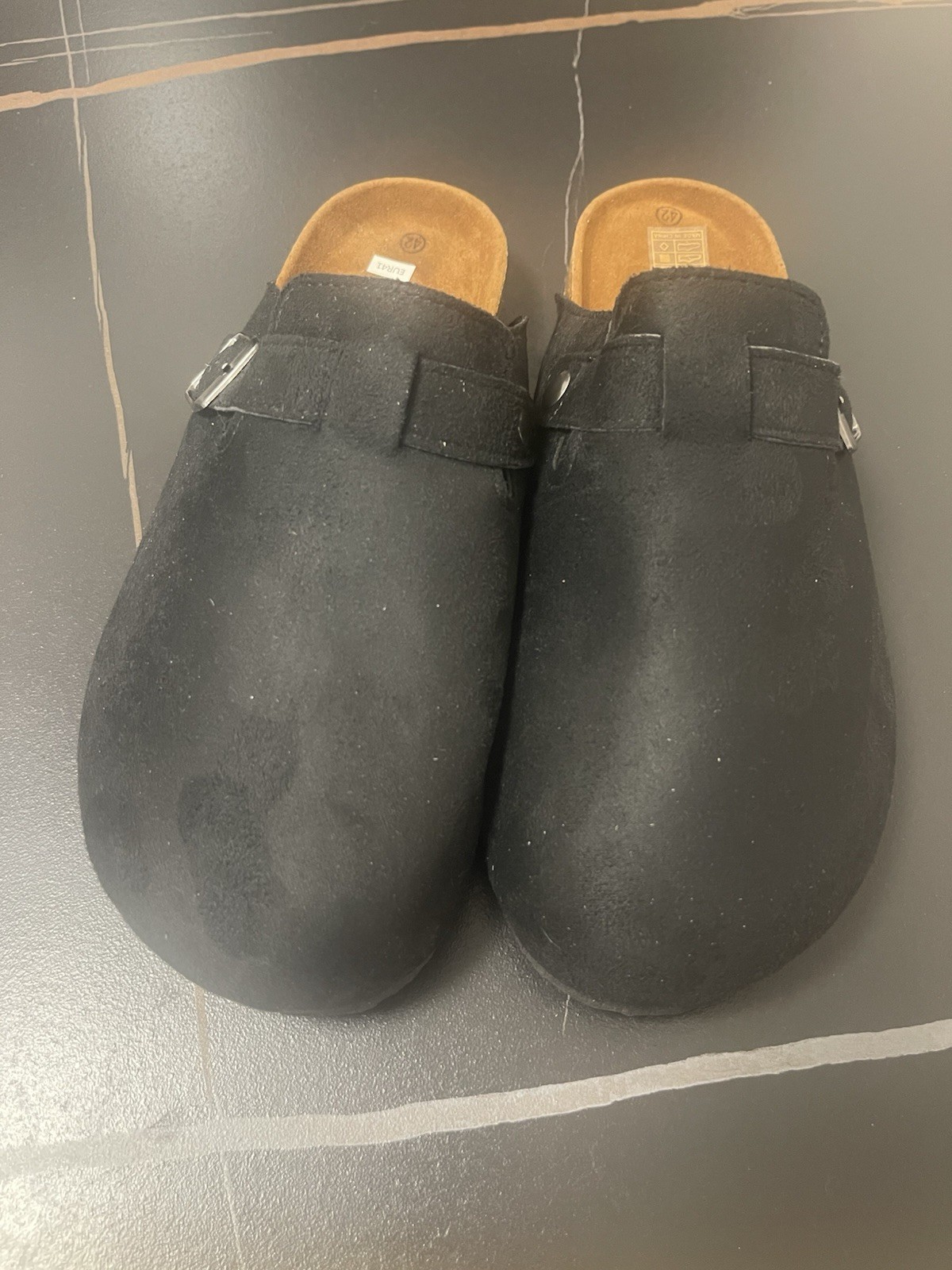 Birkenstock Boston Black Suede Comfort Clogs Buckle Women’s Size 8 Arch Support