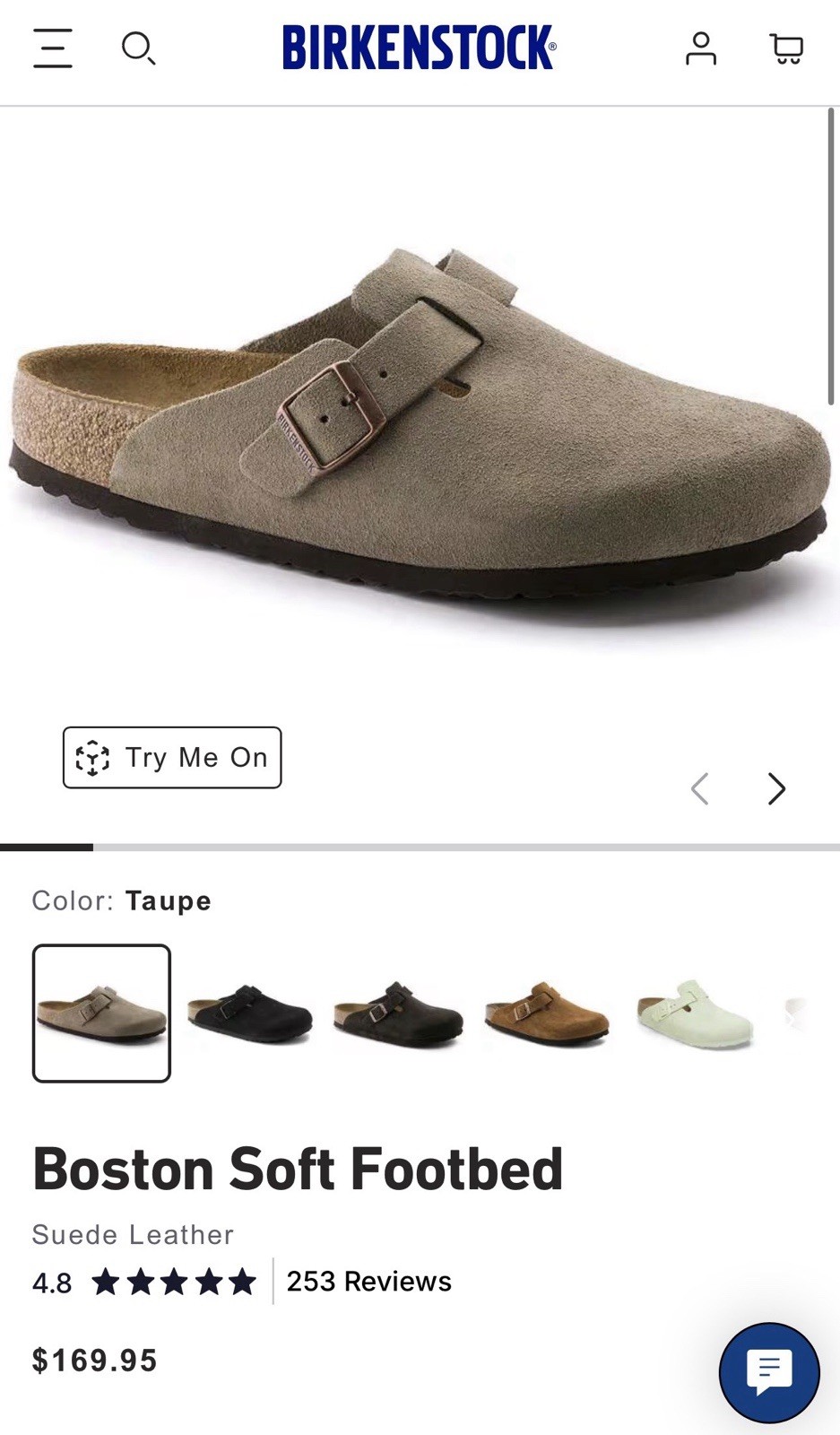 Birkenstock Boston Soft Footbed Taupe Suede Unisex Comfort Slip-On Clog Shoes 8