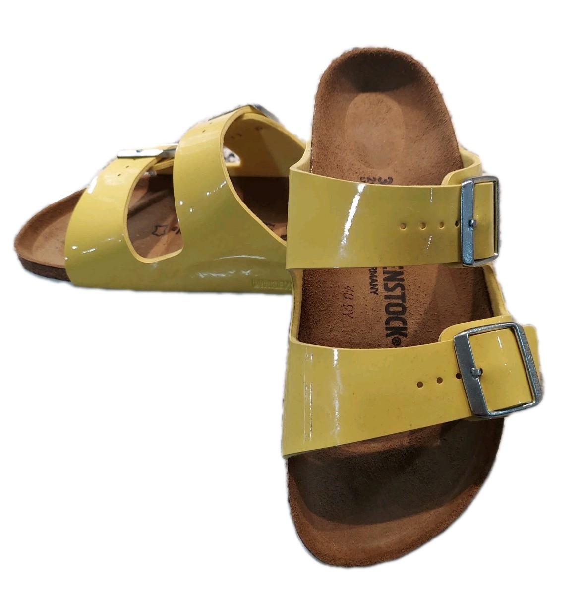 Sz 38 Women’s Birkenstock Arizona  Sandals Patent Yellow