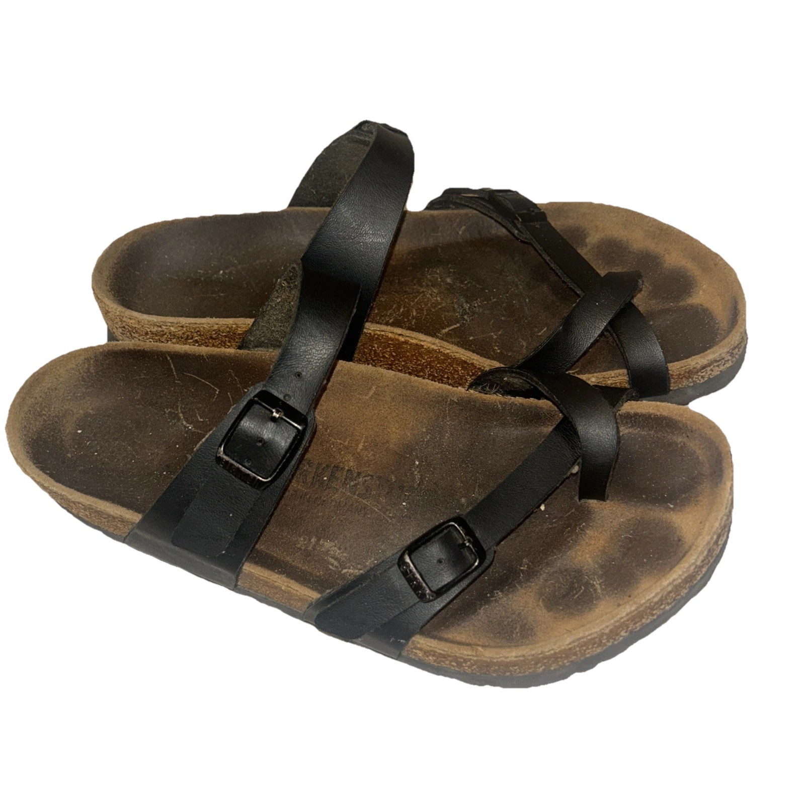 Birkenstock Mayari Women’s 2 Buckle Black Size 8.5 Boho Collegiate Natural