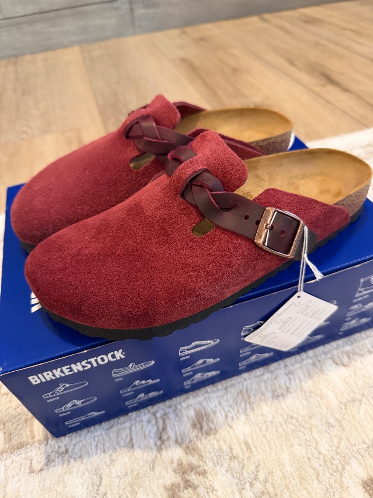 Birkenstock Boston Braided Zinfandel Genuine Suede Leather Clog Sandal 40 Narrow
