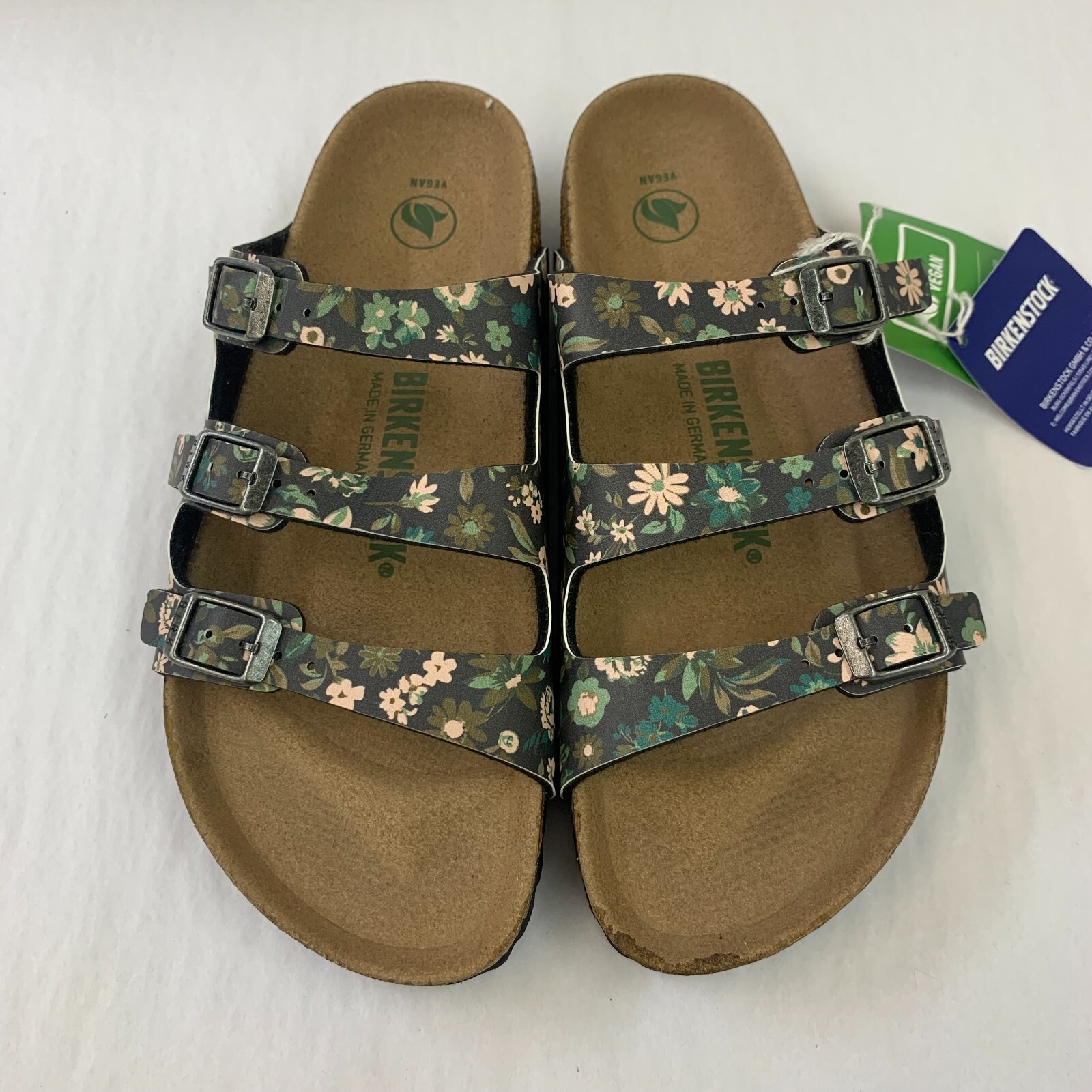Birkenstock New w/o Box Florida Magical Flower Dark Teal Birko Flor Vegan N Size