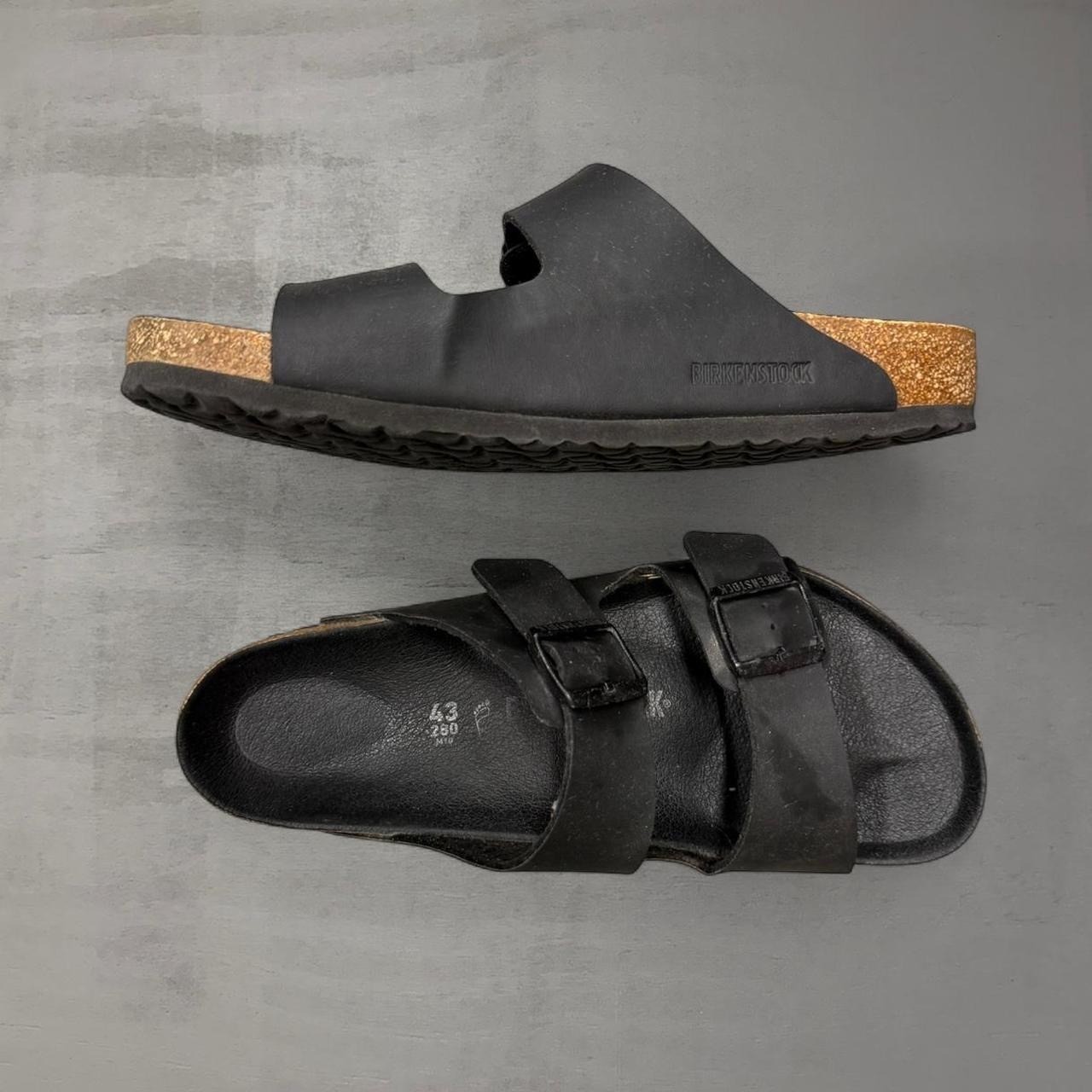 Birkenstock Arizona Sandals Black Birko-Flor Two Strap Slides 43 Men’s 10