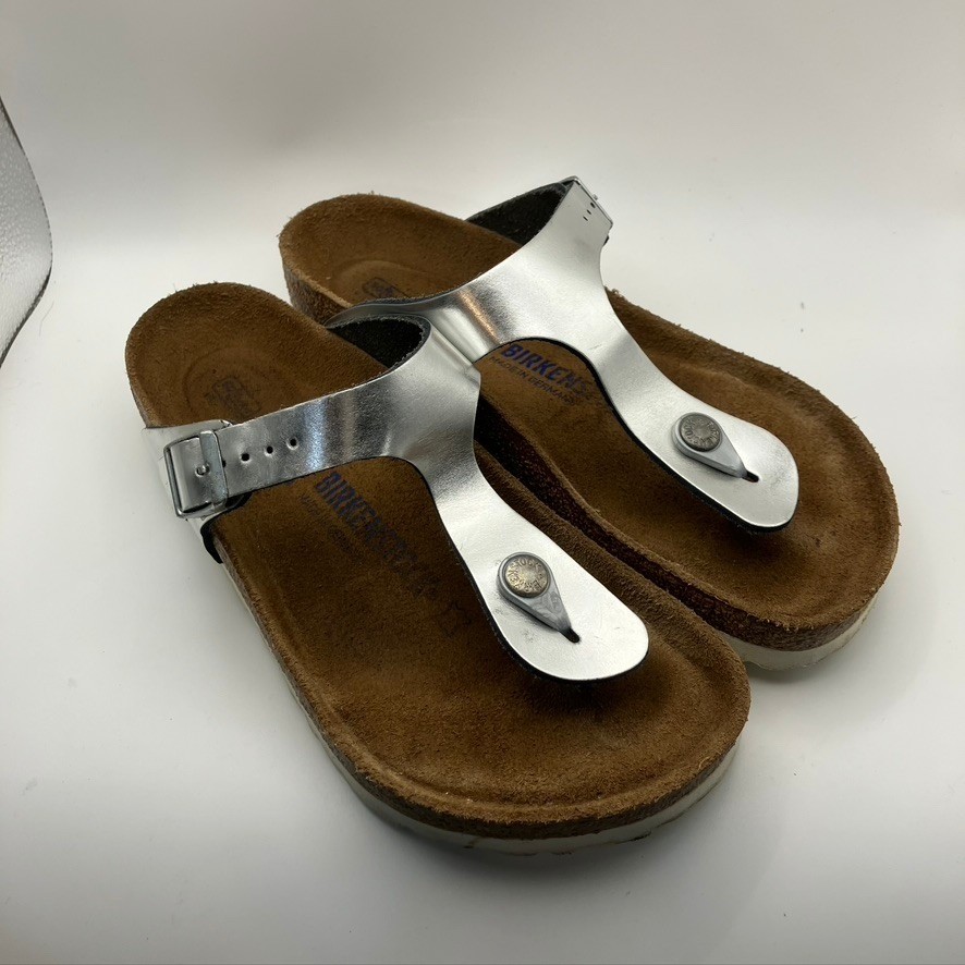 Birkenstock Mayari Silver Thong Sandals EU 38 US 7 Narrow Width Comfort Slides