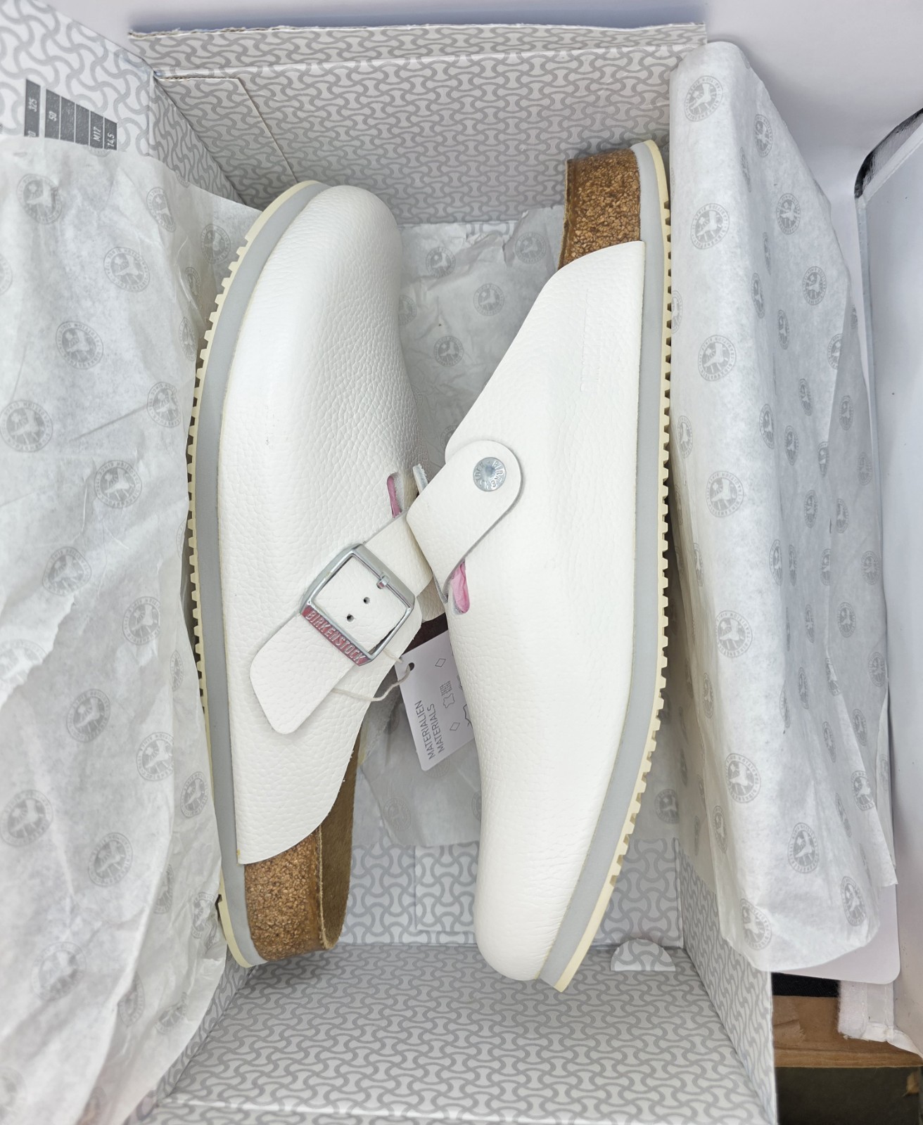 Birkenstock Boston Super Grip  Natural Leather White Color Regular Wide