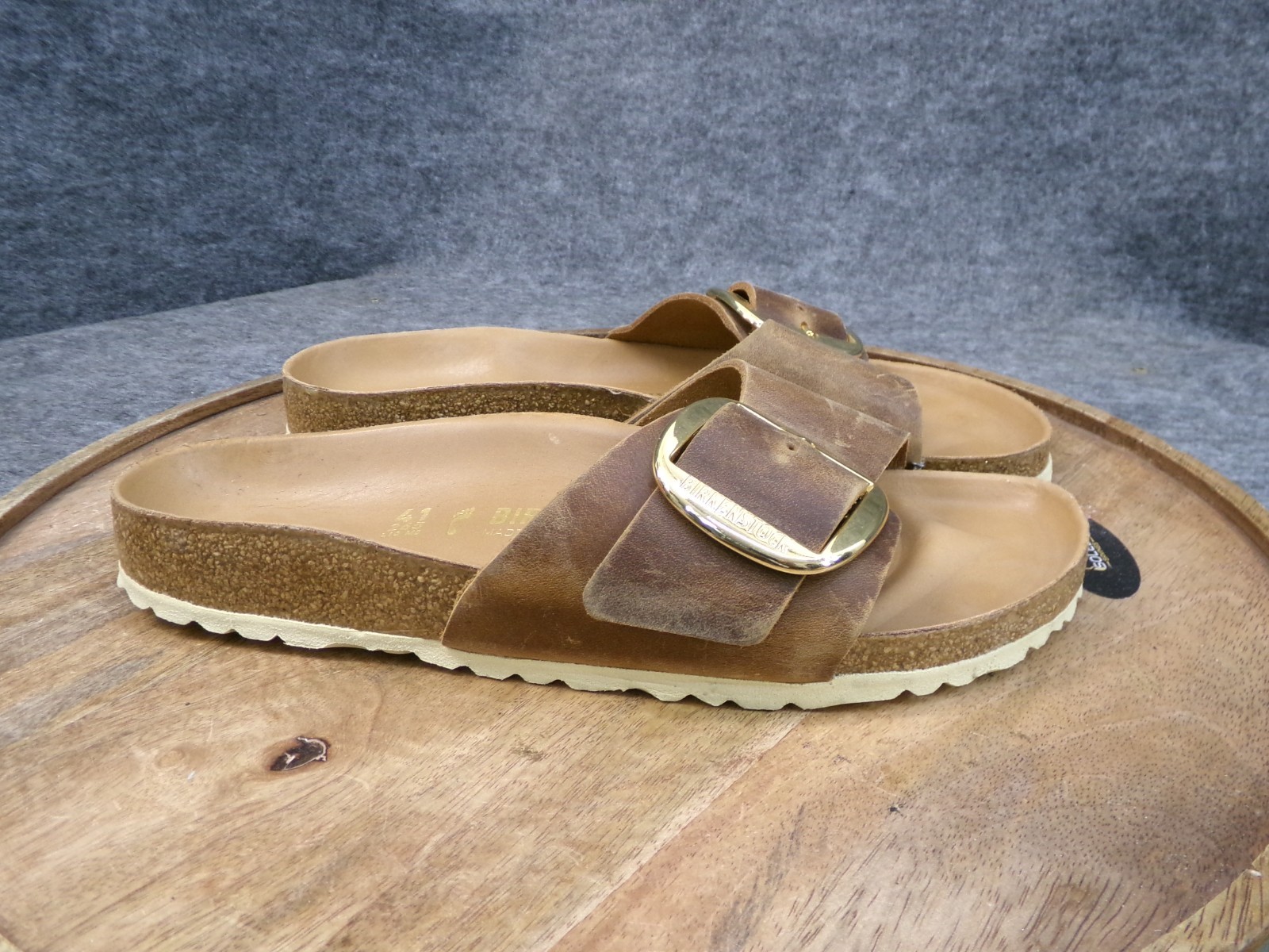 Birkenstock Madrid Big Buckle Cognac Oiled Leather Exquisite Sz 41 US 10 Narrow