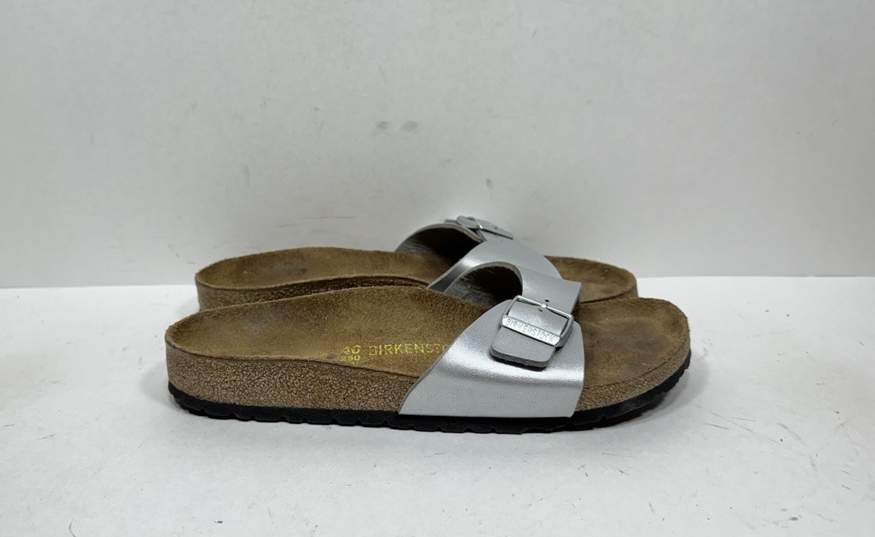 Birkenstock Madrid Sandals Womens Size 9 N EU 40 Silver Slip On Made in Germany