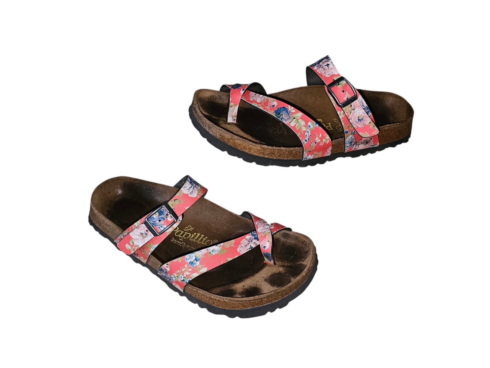 Birkenstock Papillio Womens Tabora Flat Sandals Pink Floral Size US 7 EUR 36