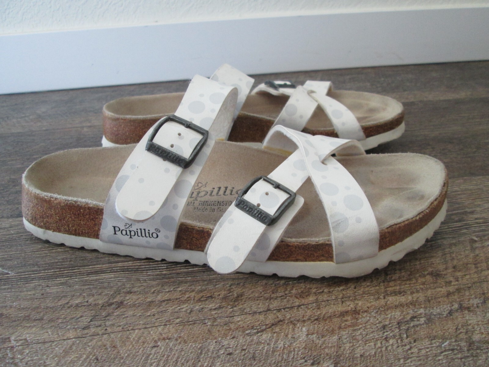 Birkenstock Papillio white 2 Strap Buckle Sandal Shoes Narrow Width Women Sz 9N