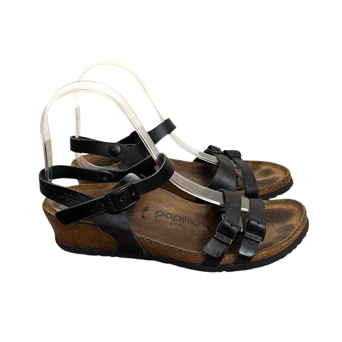 Birkenstock Papillio Wedge Sandals Women EU 37 US 6 Black Soley Leather Platform