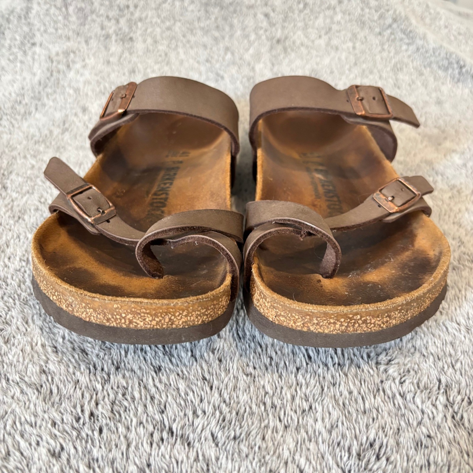 Birkenstock Mayari Slide Sandal Mens 8 Women 10 Brown Leather Hippie Comfy 19651