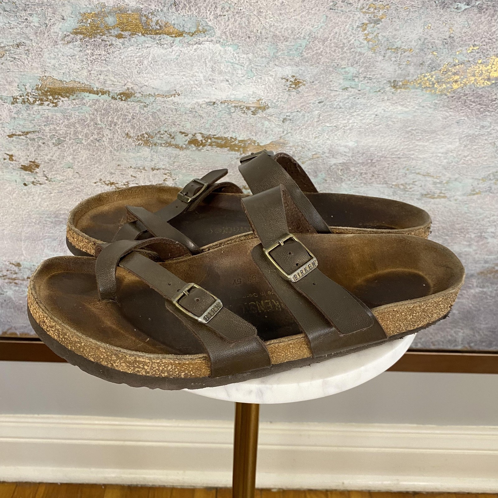 Birkenstock Mayari Sandals Shoes Womens Size 10 Brown Leather Strappy Comfort