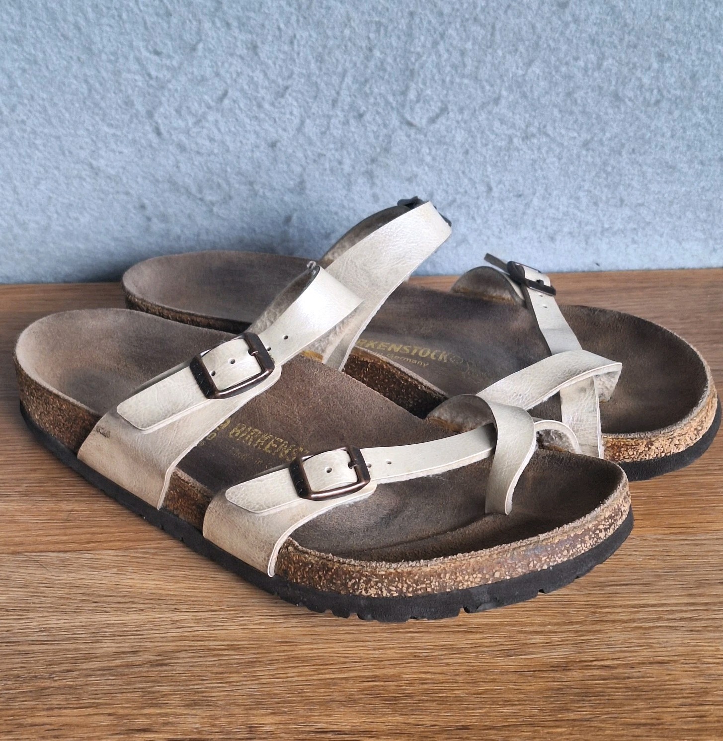 Birkenstock Mayari Birko Flor Pearl Ivory Sandals Women 39 US 8 Buckle Comfort