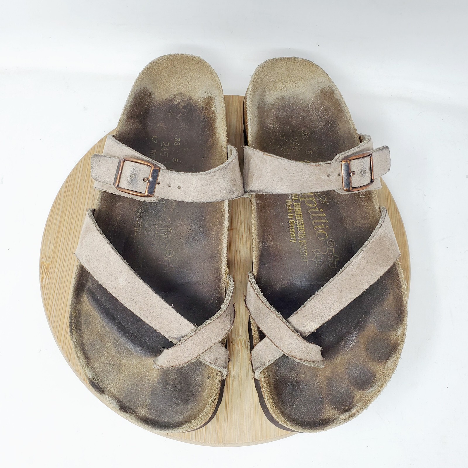 Birkenstock Mayari Sandals 38 Womens 7 Papillio Buckle Straps Shoes Distressed