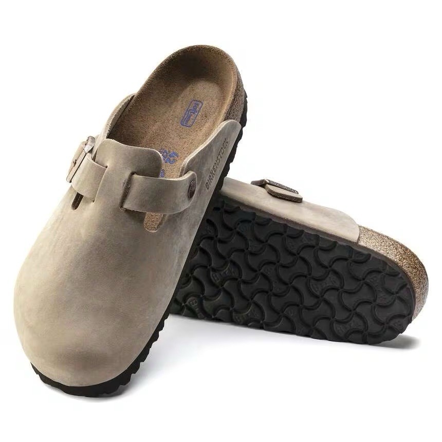 Birkenstock Boston Suede Clogs Beige Men and Women