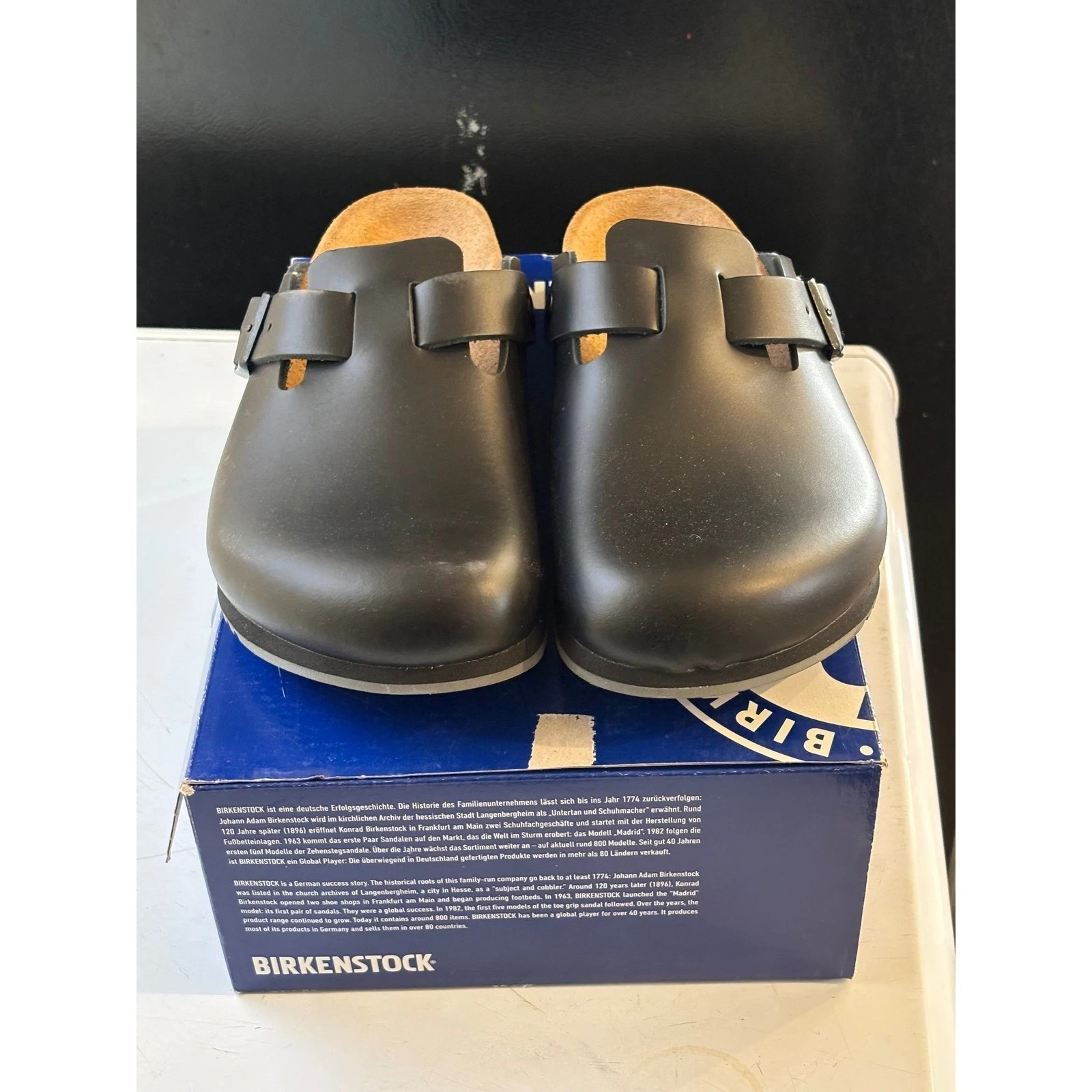 Birkenstock Boston BS Black Leather Clogs Super Grip Mens 9 Womens 11 EU 42