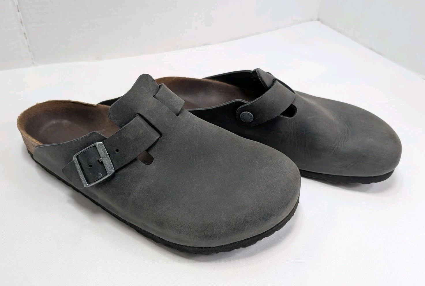 Birkenstock Boston Oiled Leather Clogs Iron Grey 42 L11 M9 Regular Width