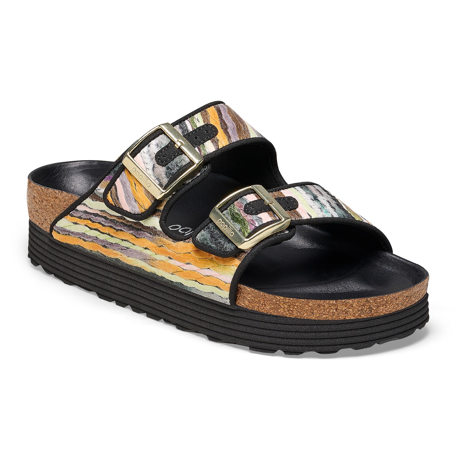 $185 BIRKENSTOCK PAPILLIO Arizona Multi Yellow Textile Sandals EU 40 / 9 N NEW
