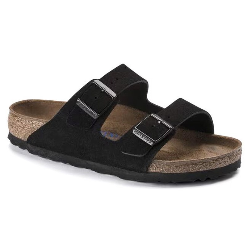Birkenstock Arizona Soft Footbed Suede Leather Men’s and Women’s Black Sandals