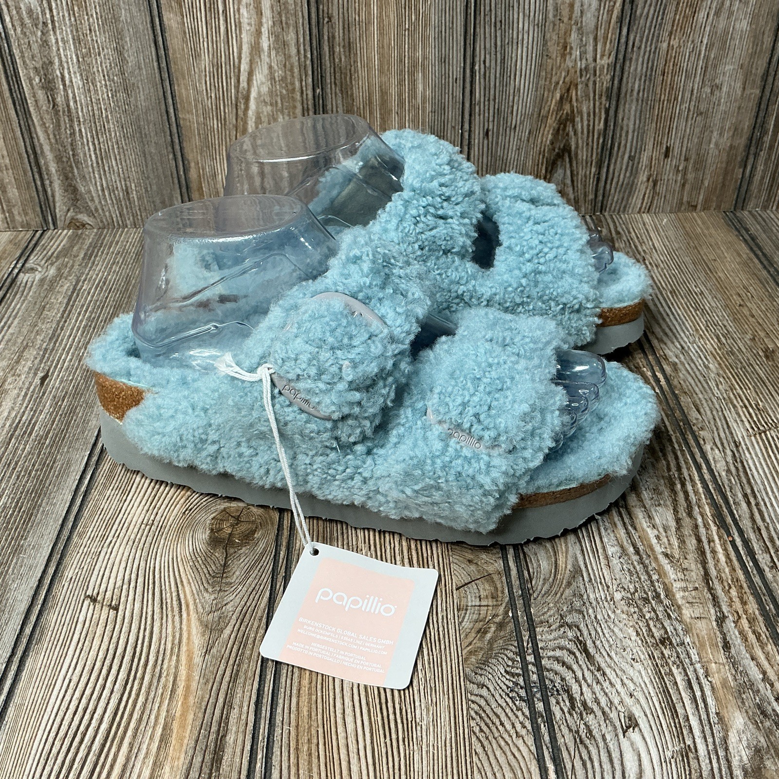 Papillio by Birkenstock Arizona Shearling Womens 8 39 N Sandals Slippers Blue