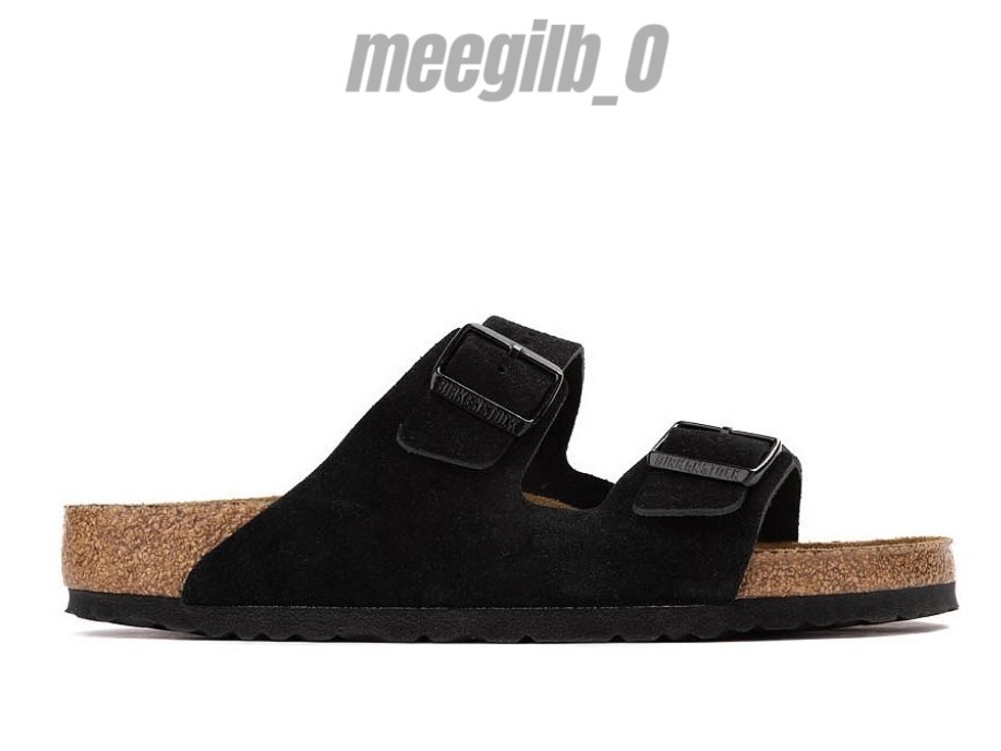 Birkenstock Arizona Black Suede Sandals Soft Footbed Shoes US 6-12 New w/ Box