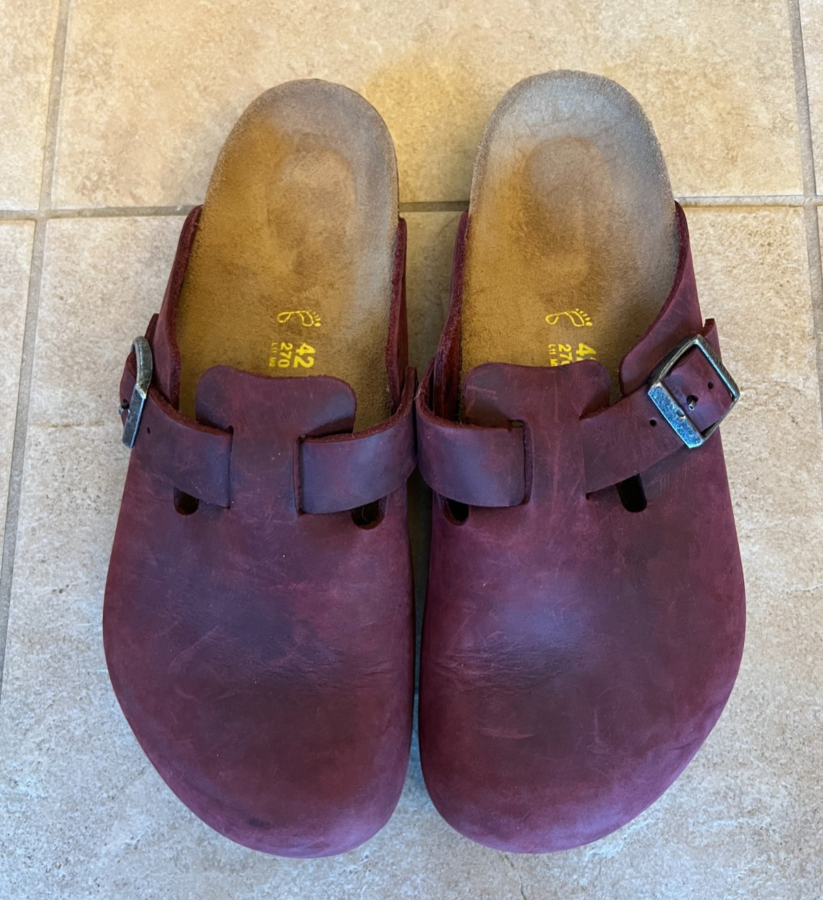 Unisex Birkenstock Boston Oiled Leather Clogs Zinfandel Wine M 9; W 11; EU 42