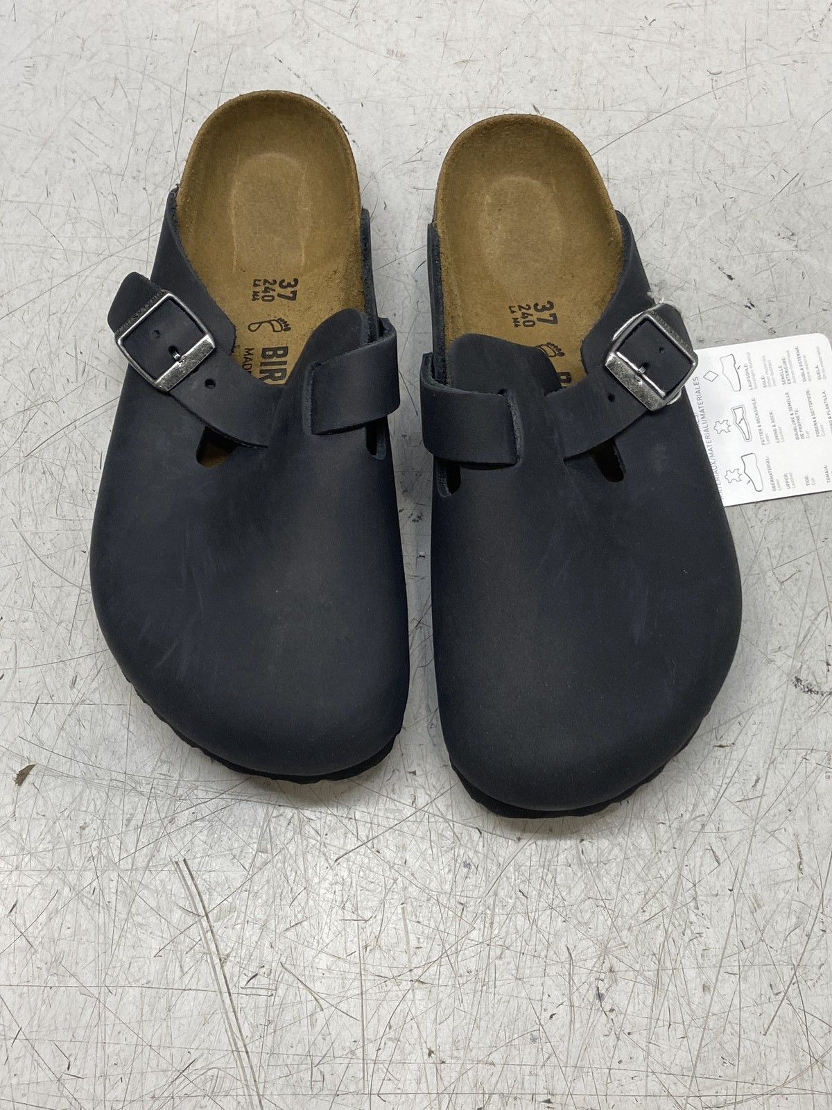 Birkenstock Boston Unisex W6/M4 Black Oiled Leather Slip On Comfort Clog