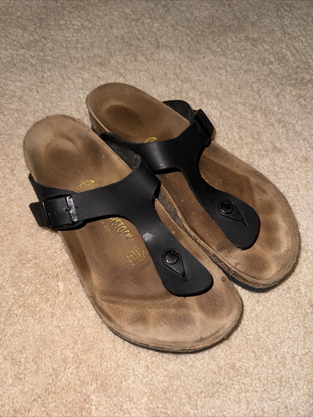 Birkenstock Gizeh Women’s Sandals – Black Birko-flor, Size US 10 EU 41