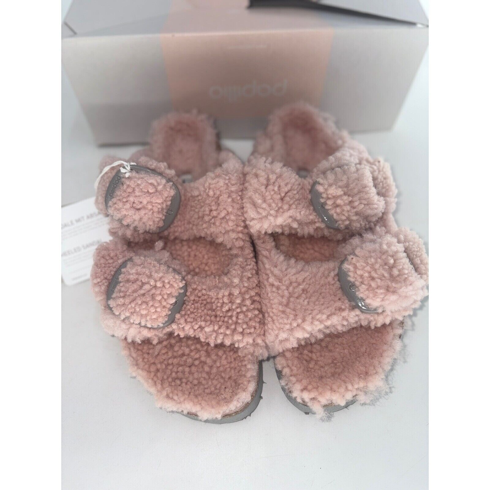 Birkenstock Papillio Sandals Arizona Big Buckle Pink Shearling Women Size 8 New