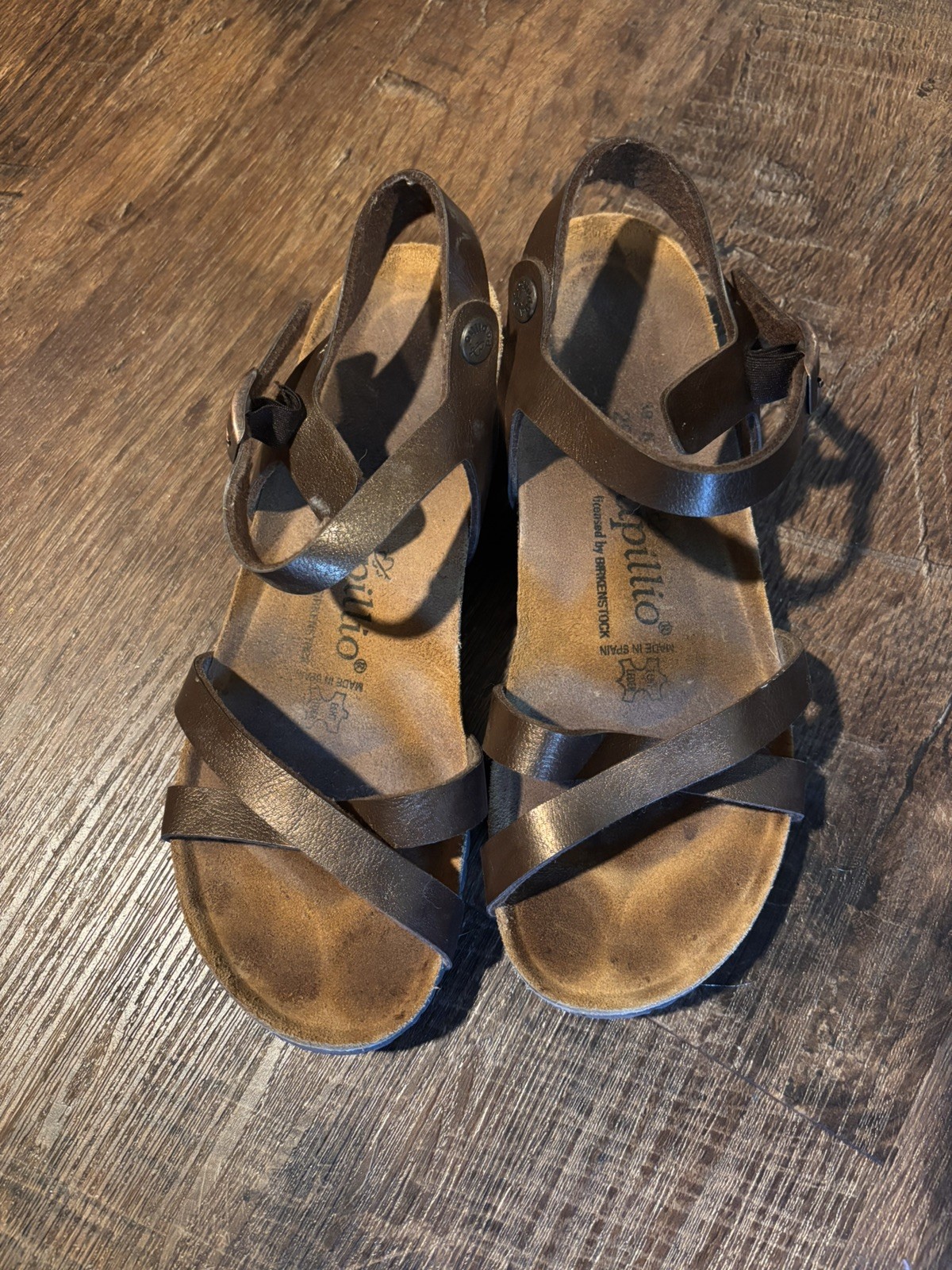 ✨ Birkenstock Papillio Women’s Wedge Sandals Bronze Leather Strappy Sz 39 L8 M6